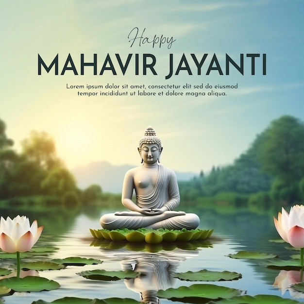 PSD psd feliz mahavir jayanti estatua del señor mahavir