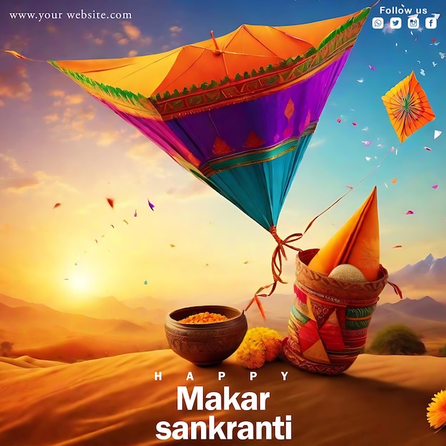 PSD psd feliz makar sankranti diseño de publicaciones en las redes sociales