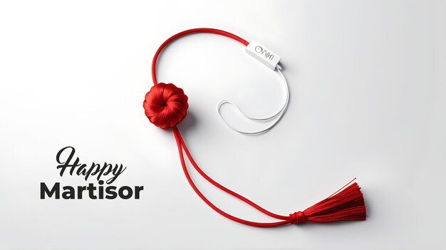 PSD psd feliz martisor primer día de primavera martenitsa comienzo de la celebración de la primavera símbolo rojo fiesta