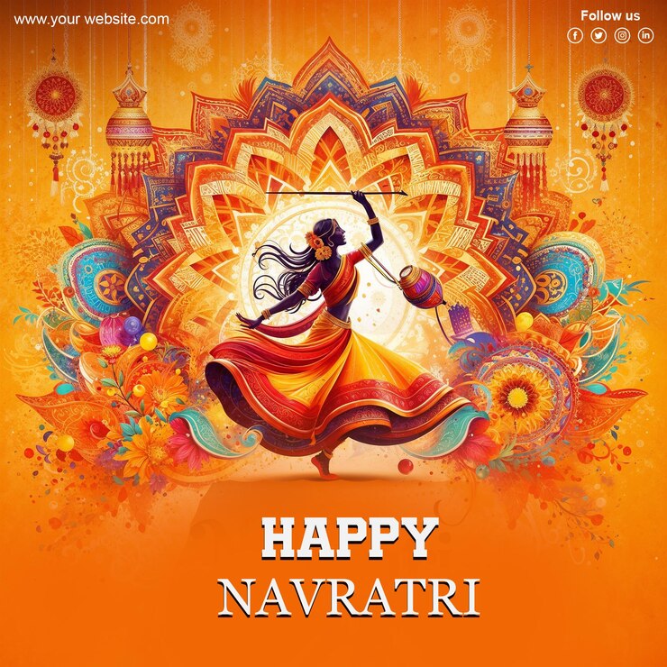 PSD psd feliz navratri plantilla de póster de las redes sociales