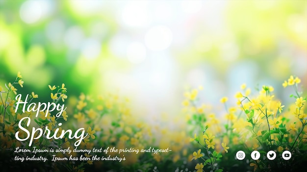PSD Feliz primavera Primavera Medios sociales Poster de fondo floral gratuito