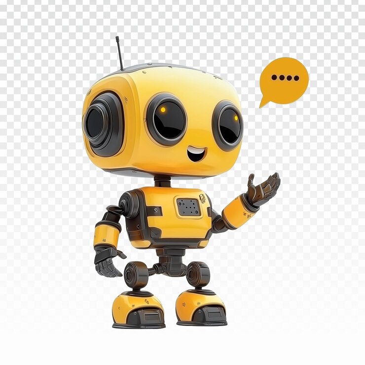 PSD psd feliz robot sonriente lindo hablando aislado png chatbot transparente
