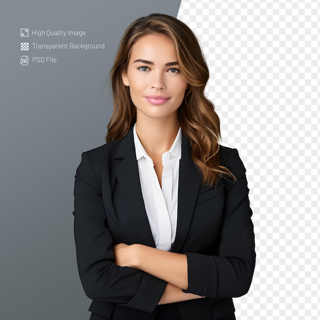 PSD psd une femme avec les bras croisés et une femme souriante en costume