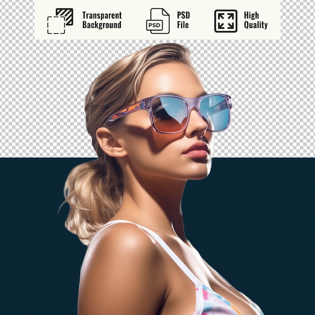 PSD psd femme hermosa avec des gafas de soleil et une piscine