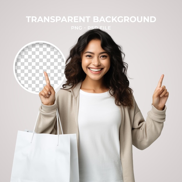 PSD psd femme avec un sac à courses png transparent