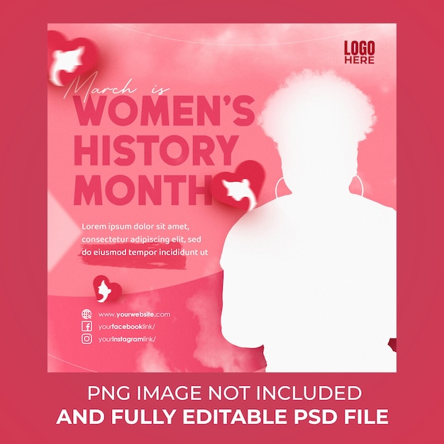 PSD psd femmes histoire mois entièrement modifiable image de fichier psd pas inclus modèle de taille carrée