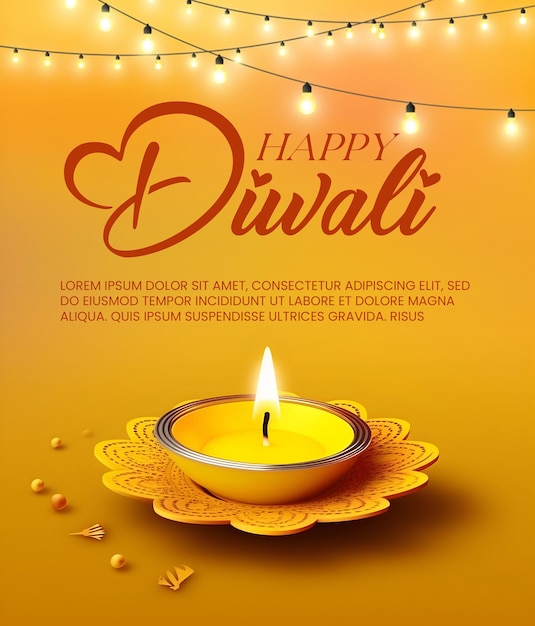 PSD Festival de Diwali luz saudação design modelo feliz Diwali ou Deepavali