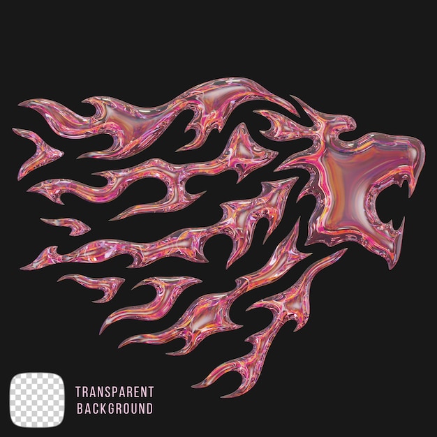 Psd Fiery Lion Head in Dispersion Glass rendering 3d