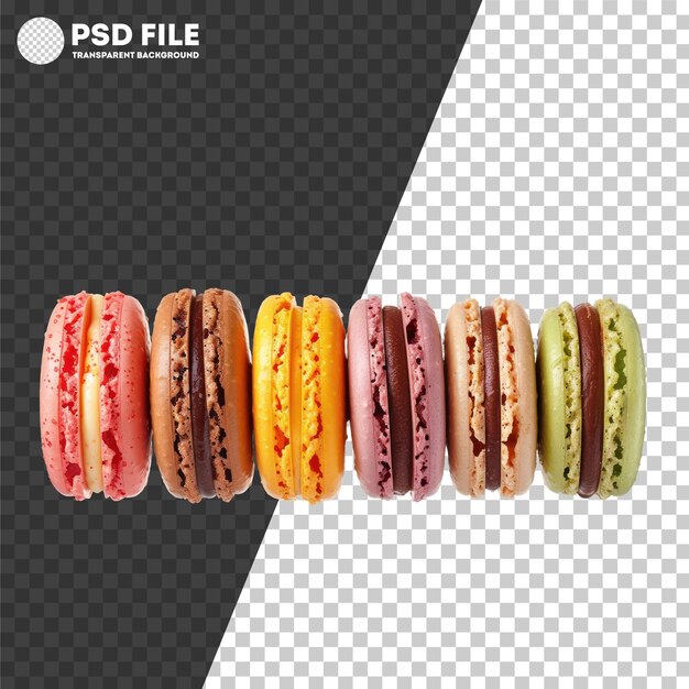 PSD fila de coloridos macarrones franceses