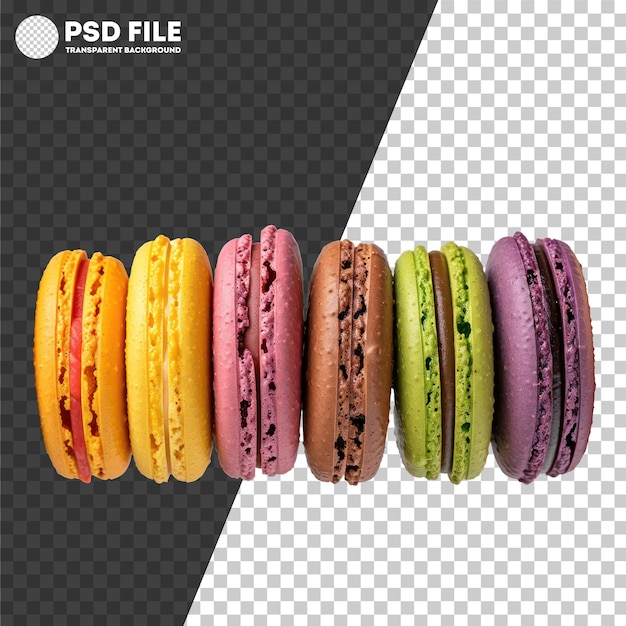 PSD fila de coloridos macarrones franceses