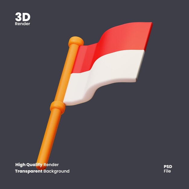 PSD psd file 3d renderização da bandeira nacional da indonésia