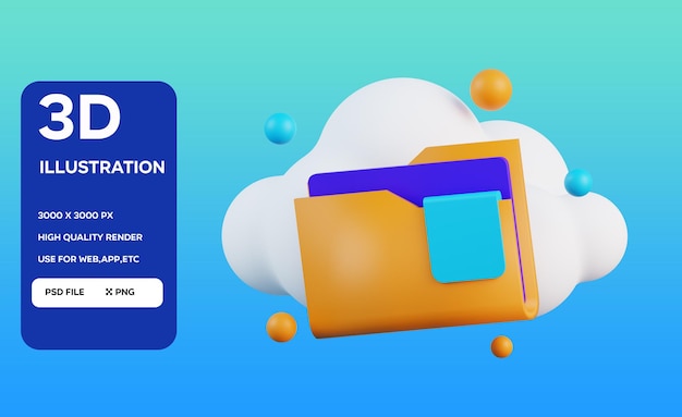 PSD FILE ON CLOUD 3D Illustration