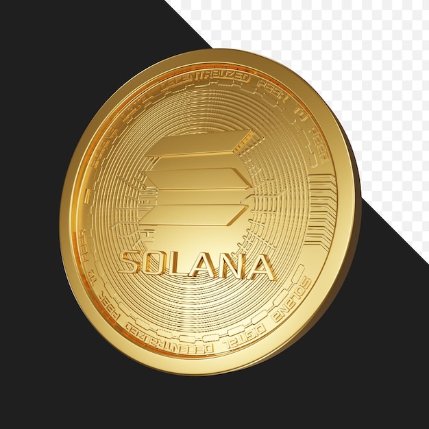 PSD file Solana SOL coin realistic 3D cryptocurrency render transparent background