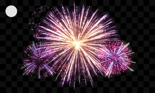 Psd firework on isolated transparent background