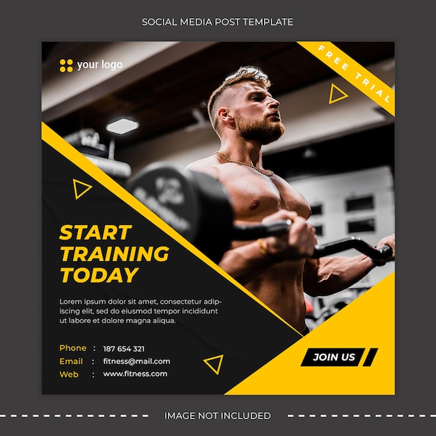 PSD Fitness und Fitnessstudio Social Media Post-Vorlage
