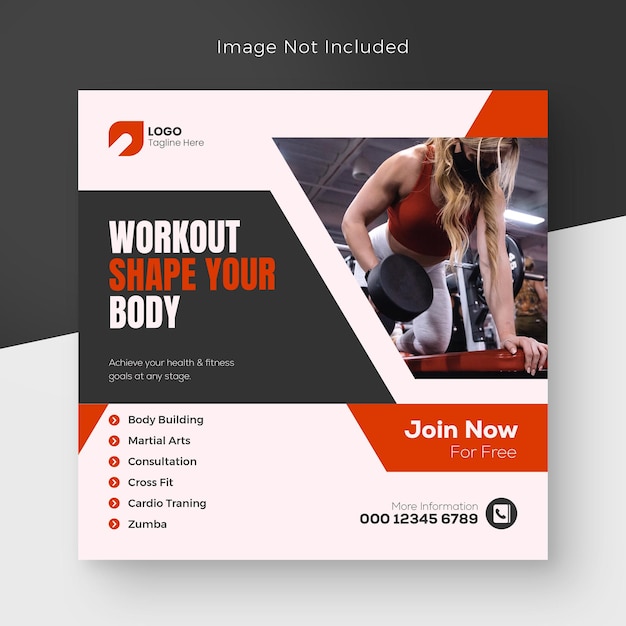 PSD-Fitnessstudio-Banner, Fitnessbeitrag und Fitnessstudio-Webbanner, Fitnessclub-Design