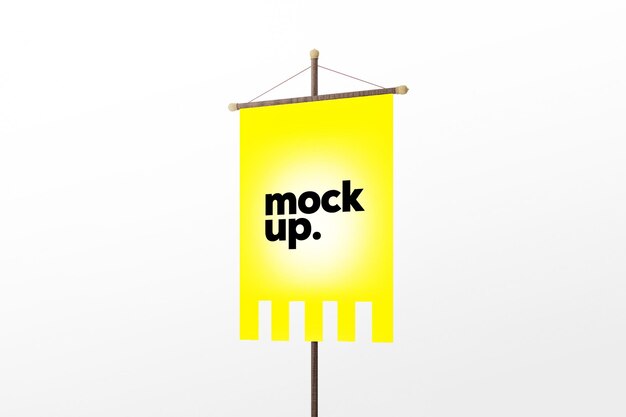 PSD Flag Mockup Template 3D Object Editable Background Color
