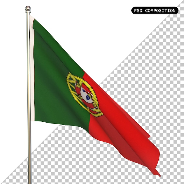 PSD Flaggenstaat Portugals isoliert 3D-Rendering-Illustration