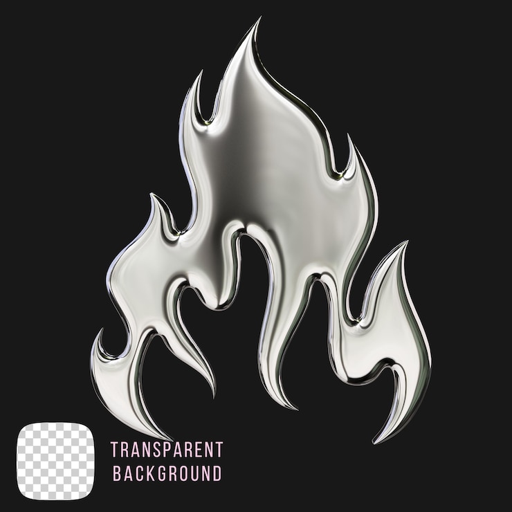 PSD psd flames imagem de metal cromado tatuagem estilo pintura de carro renderização 3d