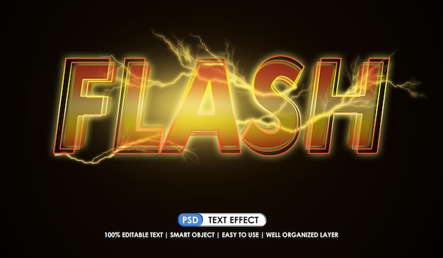 Psd flash relámpago efecto de texto editable estilo moderno