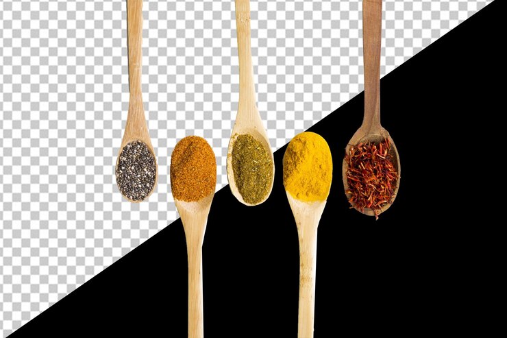 PSD psd flat lay arrangiamento degli ingredienti alimentari asiatici misto di semi biologici con sfondo trasparente