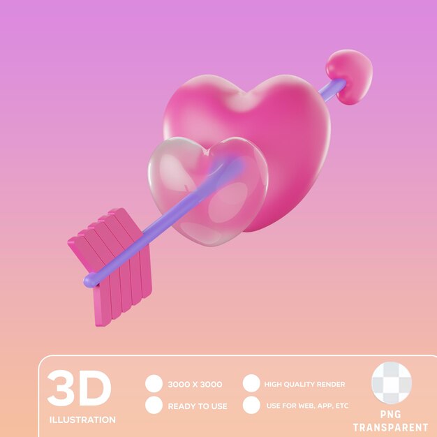 PSD psd la flecha del amor ilustración en 3d