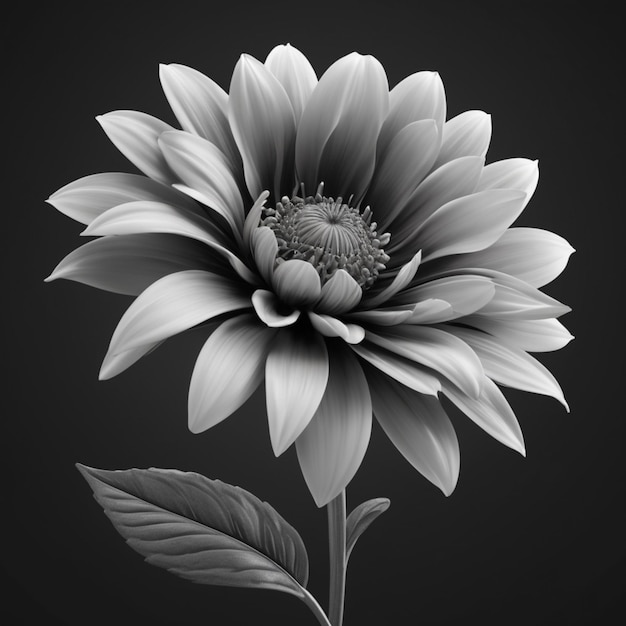 PSD psd de fleur noire et blanche sur un fond blanc