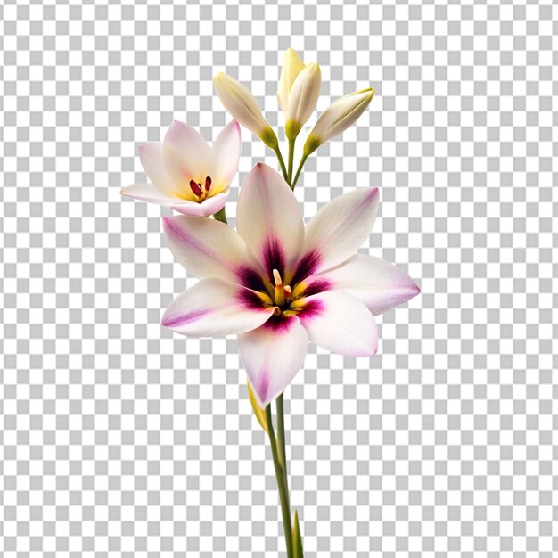 Psd de una flor de ixia en un fondo transparente