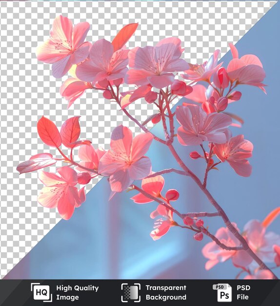 PSD psd con flores de xanthia transparentes en el fondo