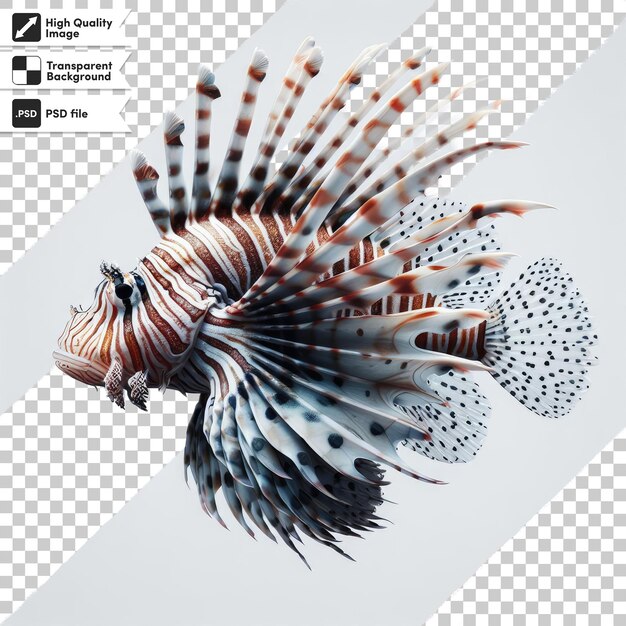 PSD psd florida lionfish est une espèce envahissante trouvée près de la côte sur un fond transparent avec edi