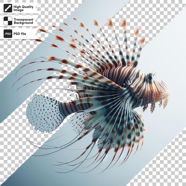 PSD psd florida lionfish est une espèce envahissante trouvée près de la côte sur un fond transparent avec edi