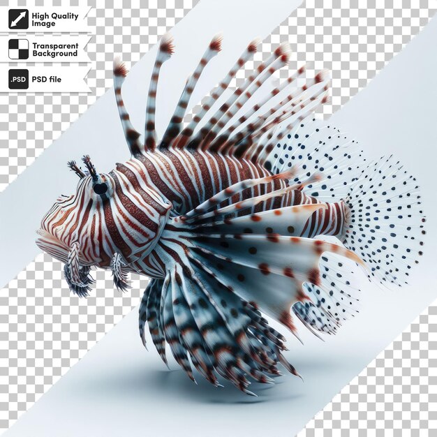 PSD psd florida lionfish est une espèce envahissante trouvée près de la côte sur un fond transparent avec edi