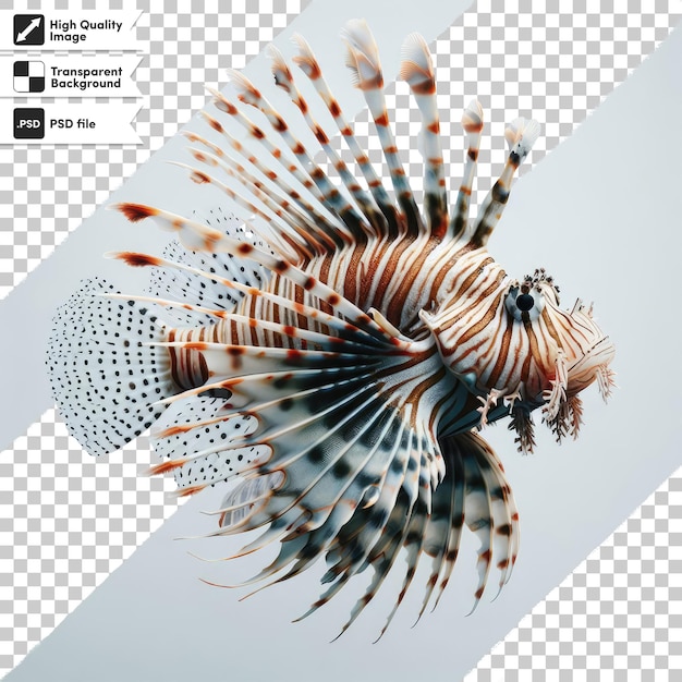 PSD psd florida lionfish est une espèce envahissante trouvée près de la côte sur un fond transparent avec edi