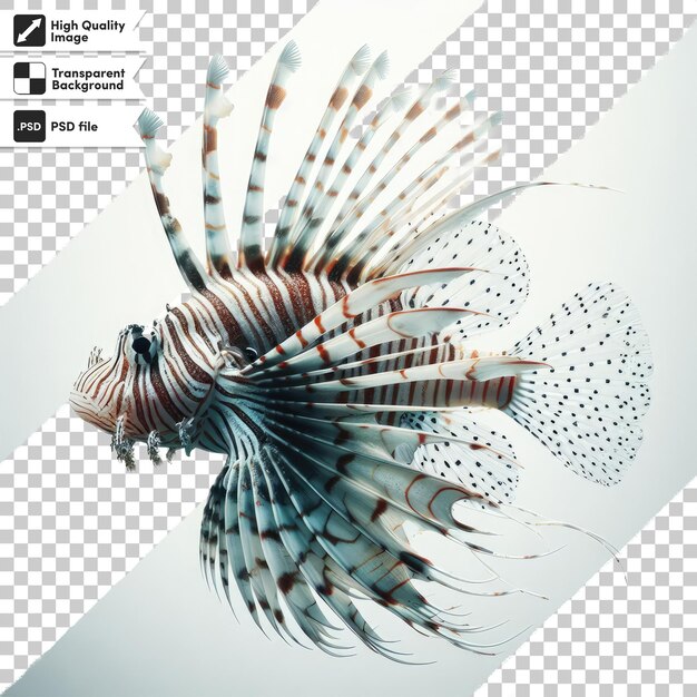 Psd Florida Lionfish Est Une Espèce Envahissante Trouvée Près De La Côte Sur Un Fond Transparent Avec Edi