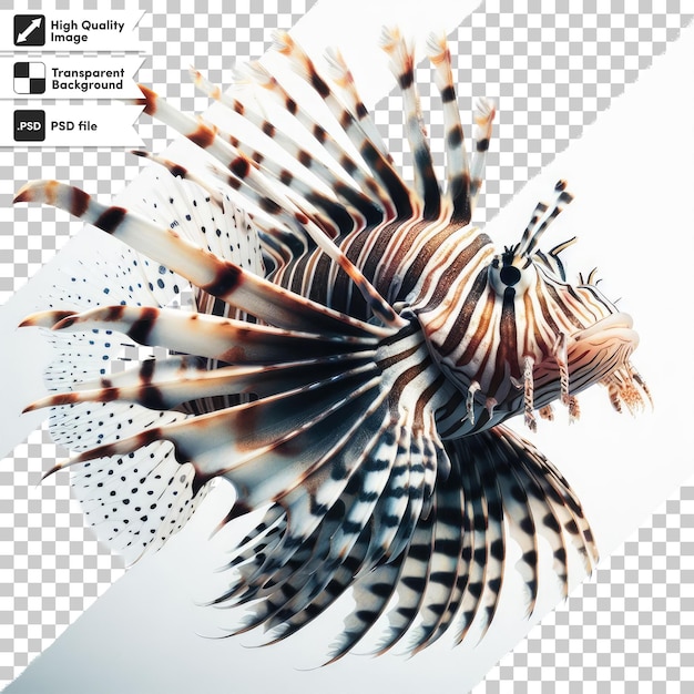 PSD psd florida lionfish est une espèce envahissante trouvée près de la côte sur un fond transparent avec edi