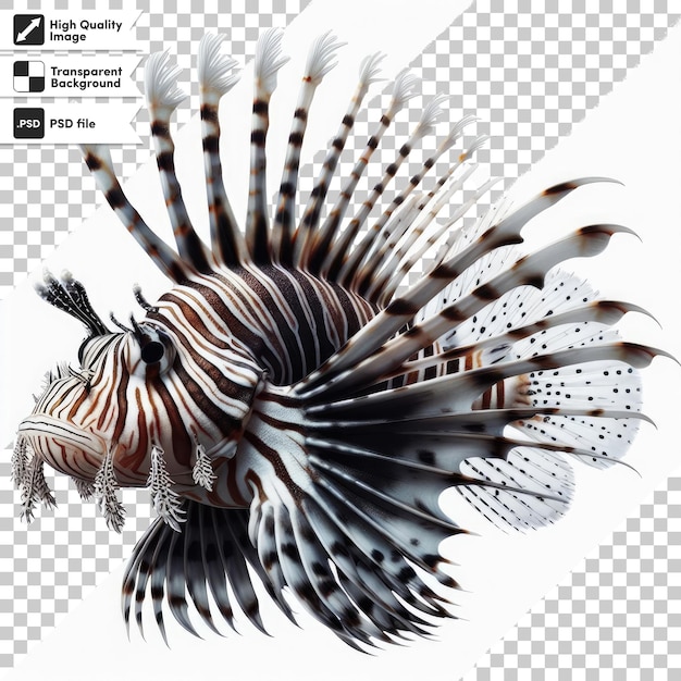 PSD psd florida lionfish est une espèce envahissante trouvée près de la côte sur un fond transparent avec edi