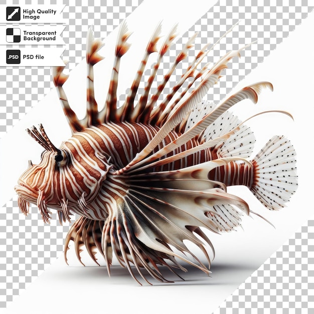 PSD psd florida lionfish est une espèce envahissante trouvée près de la côte sur un fond transparent avec edi