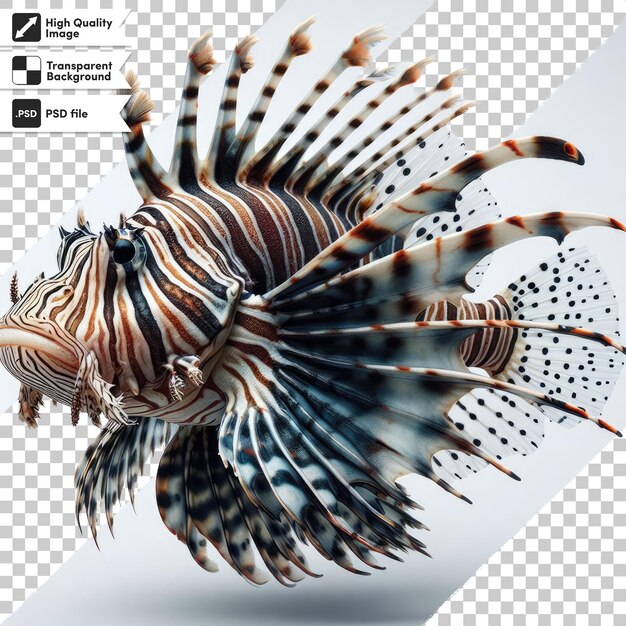 PSD psd florida lionfish est une espèce envahissante trouvée près de la côte sur un fond transparent avec edi