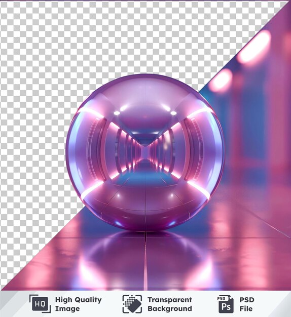 PSD psd avec un fond violet transparent et une boule brillante au premier plan