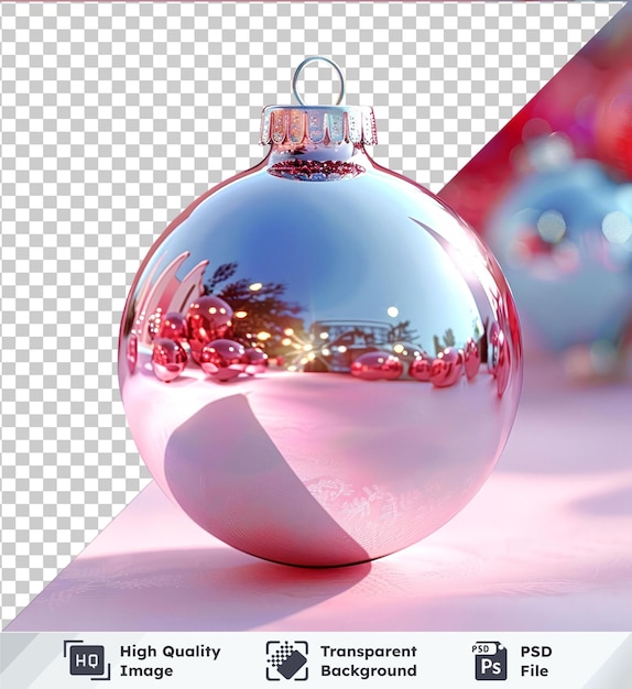 PSD psd de fondo transparente con bola de navidad roja brillante con sombra