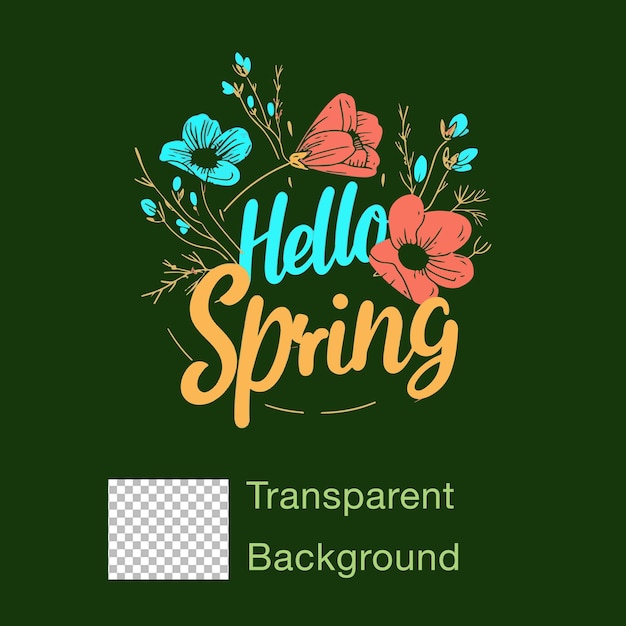 PSD psd fondo transparente hola tipografía de primavera