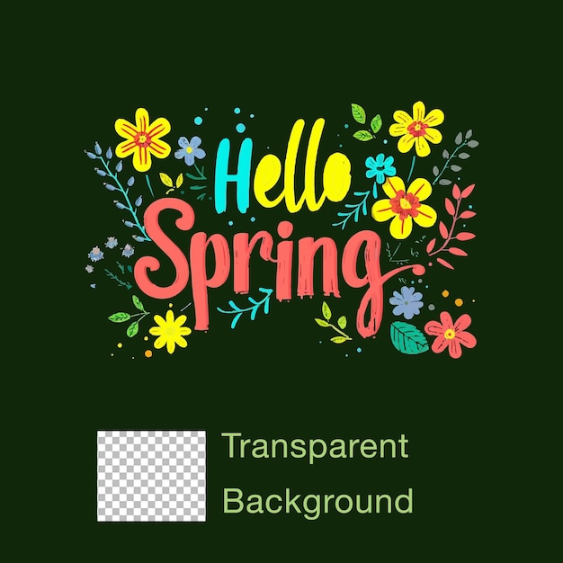 PSD psd fondo transparente hola tipografía de primavera