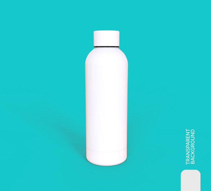 PSD Fondo transparente metálico de botella de agua