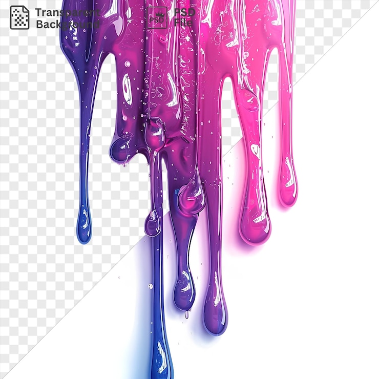 PSD psd fondo transparente patrones de goteo de neón símbolo vectorial líquido colores púrpura claro y azul en un fondo aislado