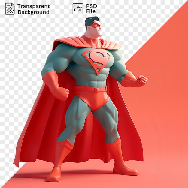 PSD psd fondo transparente superhéroe 3d haciendo una pose poderosa