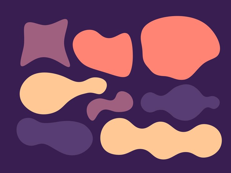 PSD psd formas abstratas coloridas roxas blob fluido desenhado à mão formas orgânicas sem costura