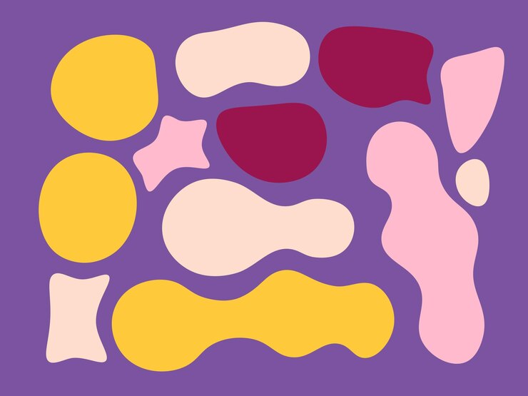 PSD psd formas abstratas coloridas roxas blob fluido desenhado à mão formas orgânicas sem costura
