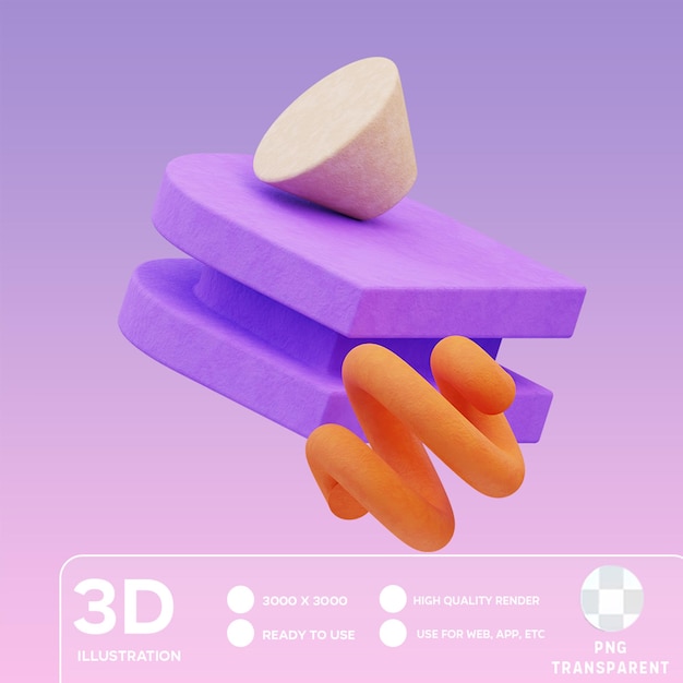 PSD psd-formdekoration in 3d-illustration