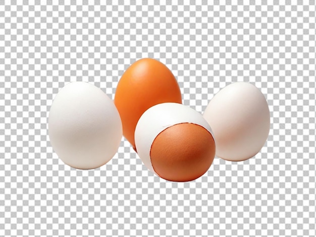 Psd de una foto de stock de tres huevos naranja y blancos