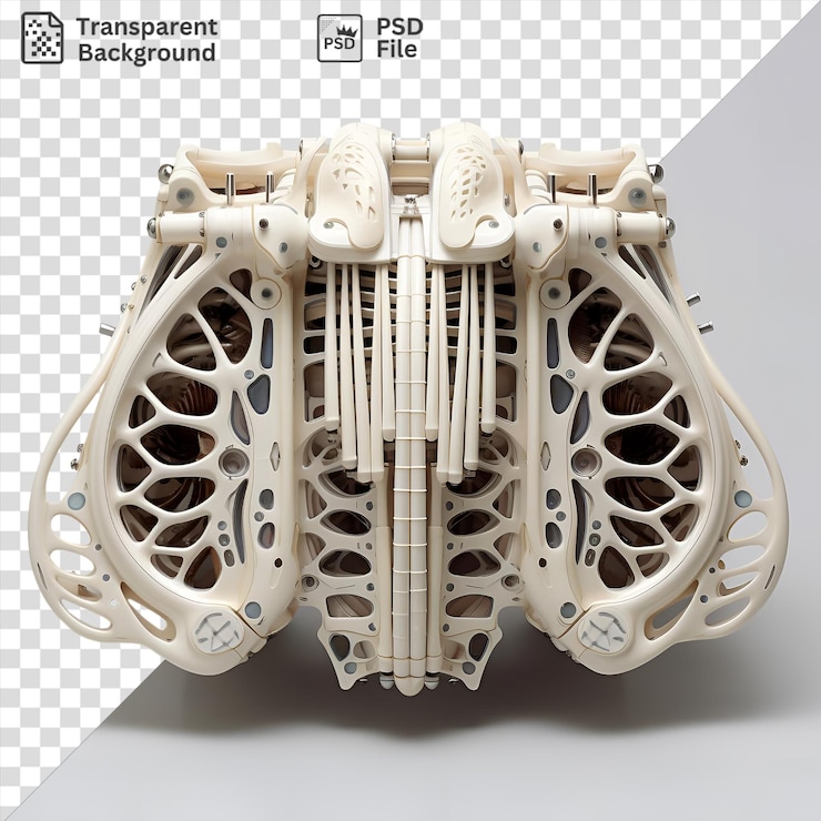PSD psd fotográfico realista bioengenheiros órgão impresso em 3d exibido em um fundo isolado com uma sombra preta em primeiro plano